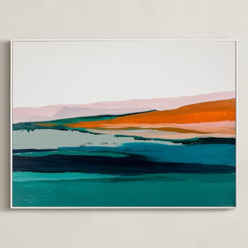 This is a bright orange art by Caryn Owen called colorful abstract seascape