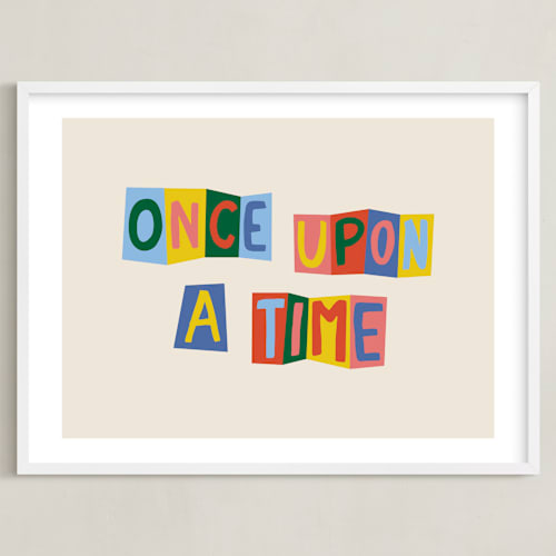 This is a azure blue kids wall art by Inkblot Design called once upon a time