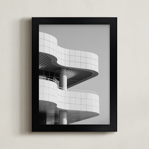 This is a black & white art by lulu and isabelle called curves and squares 1