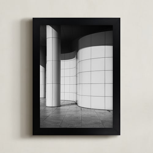 This is a black & white art by lulu and isabelle called curves and squares 2