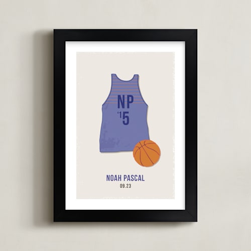 This is a blue personalized art for kids by Tyler Tea called b-ball