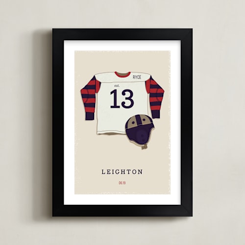 This is a rich red personalized art for kids by Tyler Tea called american football