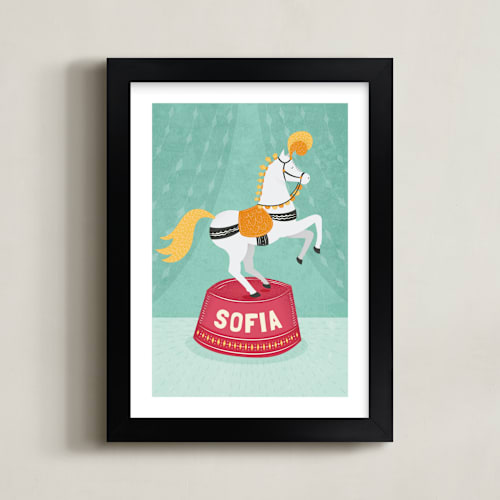 This is a aquamarine personalized art for kids by Jody Wody called circus pony