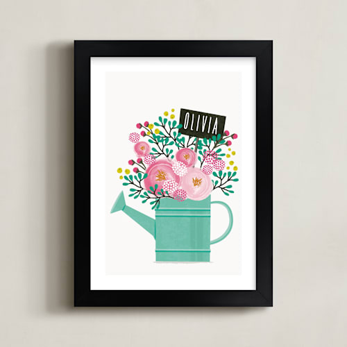 This is a aqua personalized art for kids by Karidy Walker called little gardener