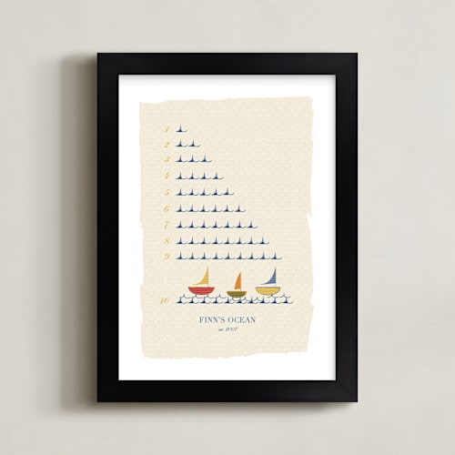This is a indigo nursery wall art by Michelle Enderton called the counting ocean
