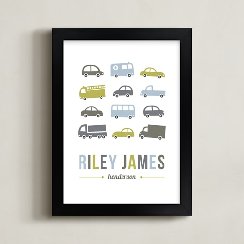 This is a olive nursery wall art by Susan Asbill called beep beep
