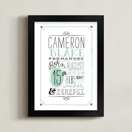 This is a mint nursery wall art by Alethea and Ruth called vintage info