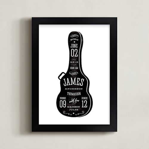 This is a midnight nursery wall art by Heather Francisco called gig info guitar case