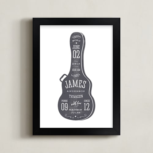 This is a navy nursery wall art by Heather Francisco called gig info guitar case