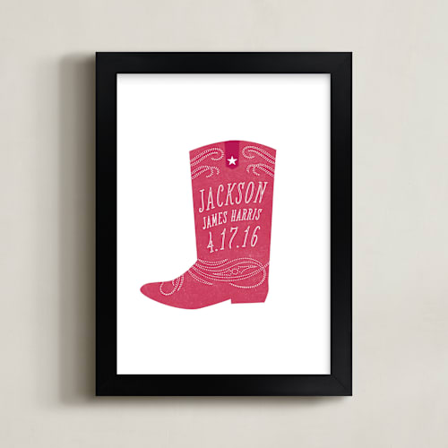 This is a fuchsia nursery wall art by Olivia Raufman called giddyup