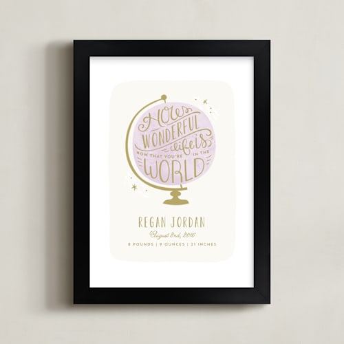 This is a lavender nursery wall art by Laura Hankins called how wonderful