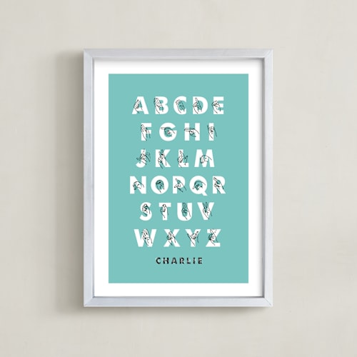 This is a robin's egg nursery wall art by ERAY called signed abcs