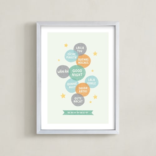 This is a mint nursery wall art by Olivia Raufman called good night world