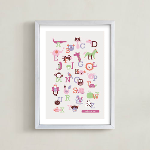 This is a orchid nursery wall art by Anais Lee called animal a to z