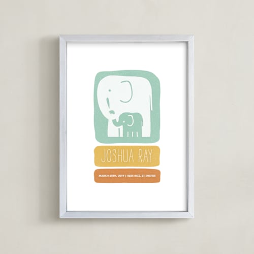 This is a tropical nursery wall art by Snow and Ivy called little elephant