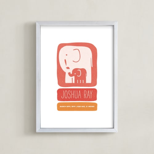 This is a sherbet nursery wall art by Snow and Ivy called little elephant