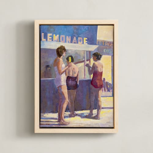 This is a dusty violet art by Marie Stone called lemonade stand