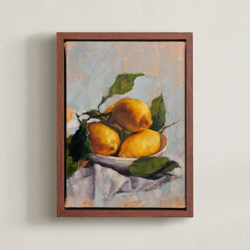 This is a golden art by Wendy Keller called bowl of lemons