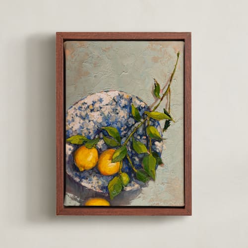 This is a golden art by Wendy Keller called lemons on a plate
