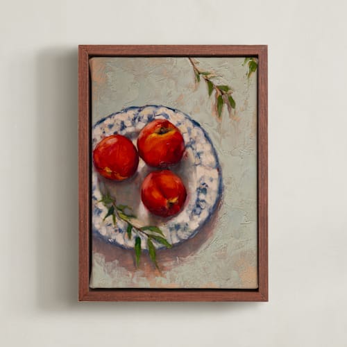 This is a vermillion art by Wendy Keller called peaches on a plate