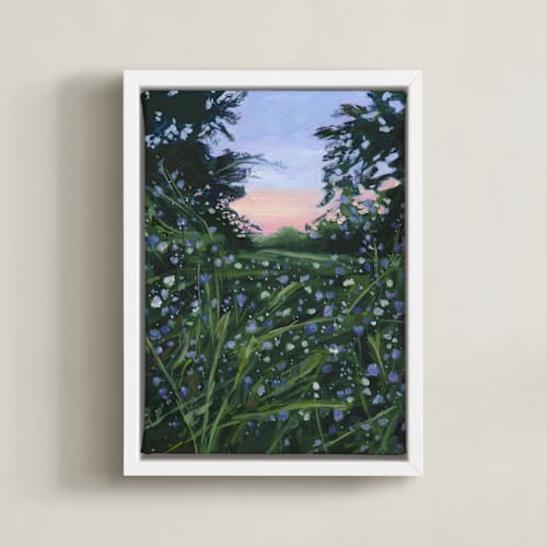This is a dark emerald green art by Weronika Zubek called wildflowers at dusk