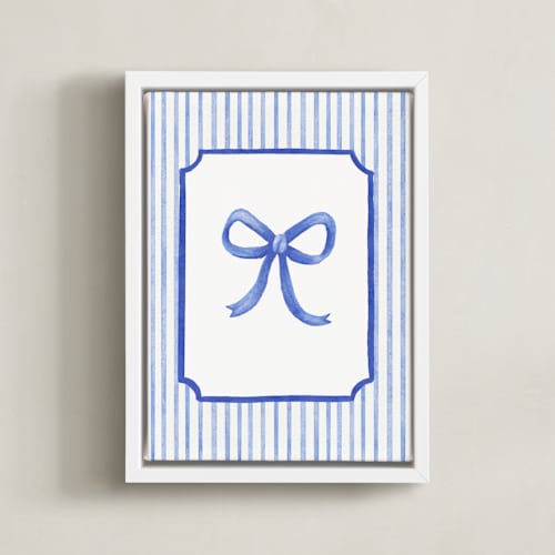 This is a blue nursery wall art by Vivi Furlong called coquette blue bow
