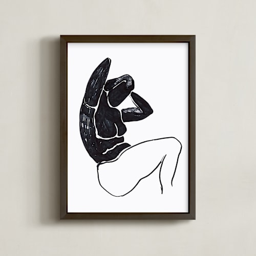 This is a black on white art by Oana Prints called sitting nude