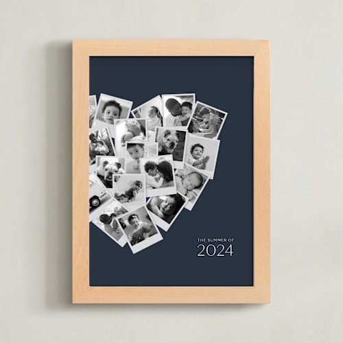 This is a midnight blue photo art by Minted called modern heart snapshot mix® cool tones