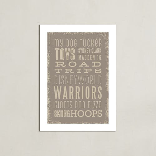 This is a khaki personalized art for kids by Rochelle Renee called my favorite things