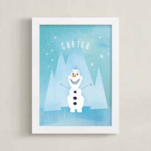 This is a frost disney art by Lori Wemple called disney's olaf in the woods