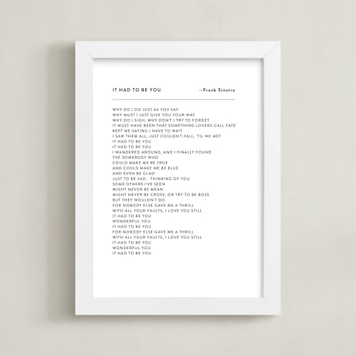 This is a white photos to art by Minted called your lyrics: custom print 