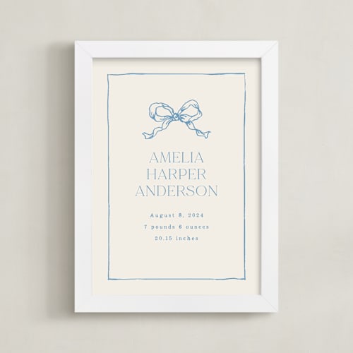 This is a dusty blue photos to art by Cass Loh called baby's bow: custom print