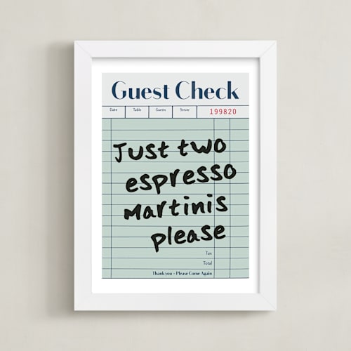 This is a teal photos to art by Jennifer Lew called guest check: custom print