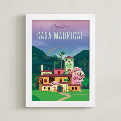 This is a tropical disney art by Erica Krystek called discover disney's casa madrigal