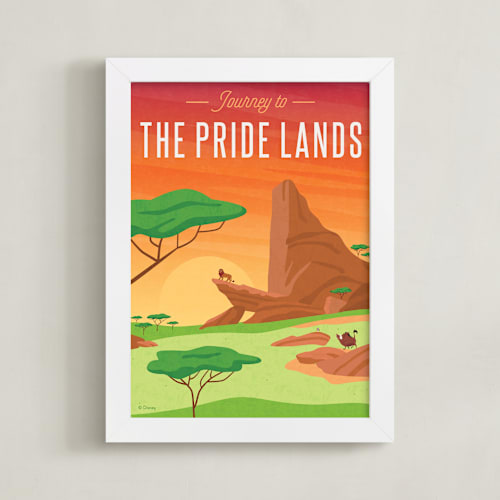 This is a sunset disney art by Erica Krystek called journey to the disney's pride lands