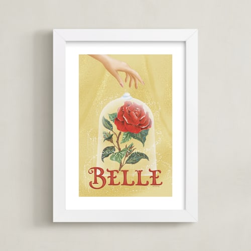 This is a golden disney art by Leah Bisch called disney's belle rose