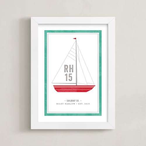 This is a cherry personalized art for kids by cambria called sailboat co.