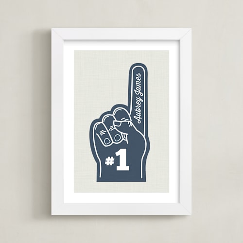 This is a navy personalized art for kids by Itsy Belle Studio called number one