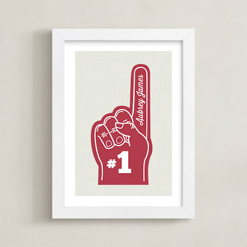 This is a dark red personalized art for kids by Itsy Belle Studio called number one