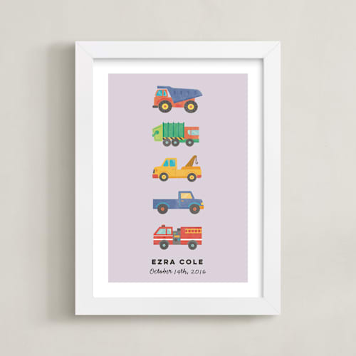 This is a lavender personalized art for kids by peetie design called lets go