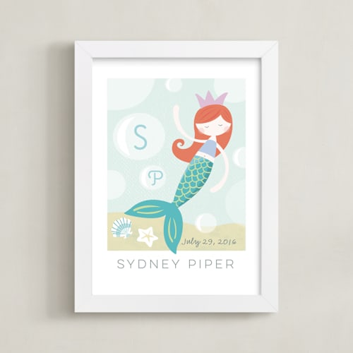 This is a tangerine personalized art for kids by peetie design called sirens song