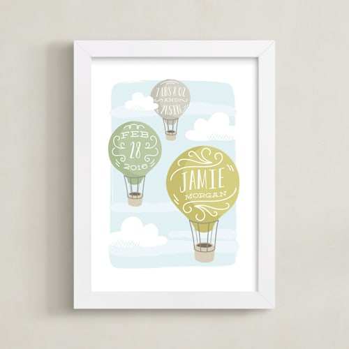 This is a olive personalized art for kids by Laura Hankins called up and away