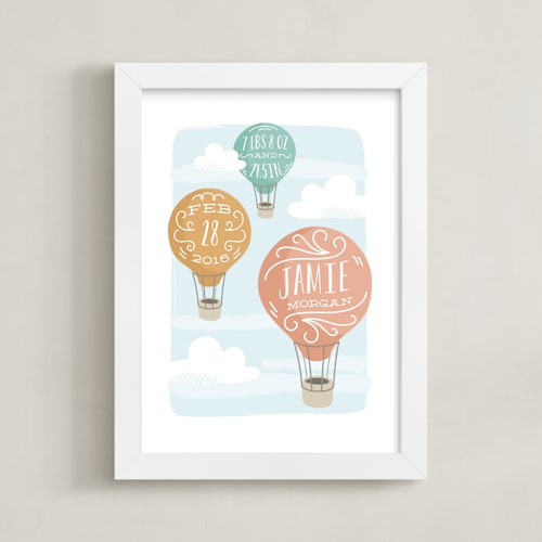 This is a melon personalized art for kids by Laura Hankins called up and away