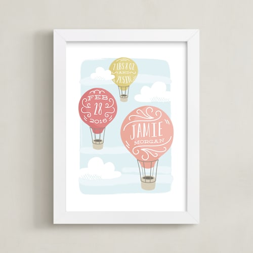This is a strawberry personalized art for kids by Laura Hankins called up and away