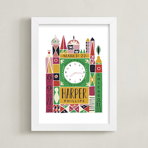 This is a carnival jewel tones  personalized art for kids by Shiny Penny Studio called welcome to the world