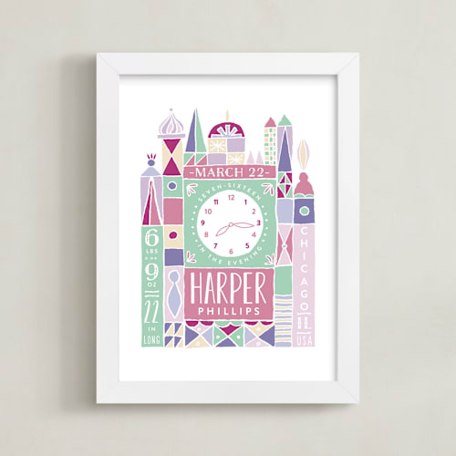 This is a berry shades personalized art for kids by Shiny Penny Studio called welcome to the world
