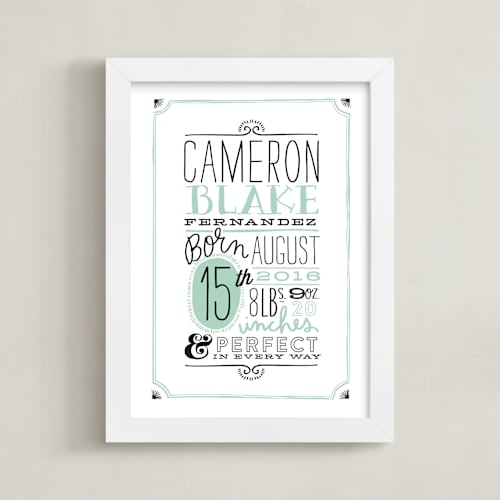 This is a mint nursery wall art by Alethea and Ruth called vintage info