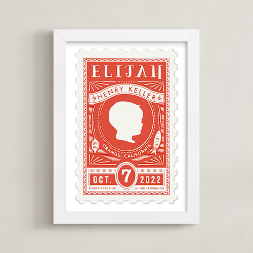 This is a crimson nursery wall art by Tanya Lee of Frooted Design called the little mister