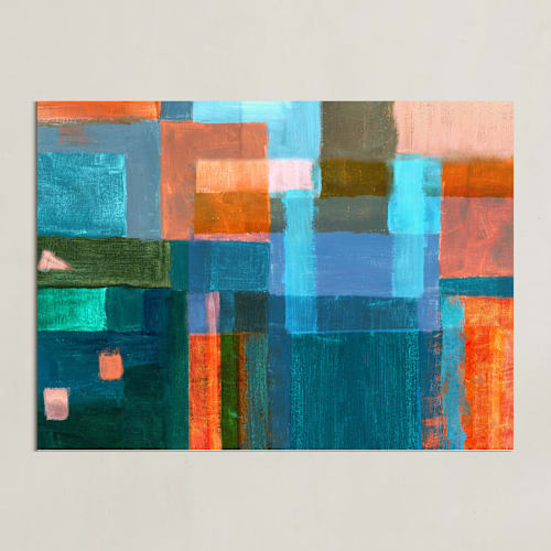 This is a denim blue art by Bethania Lima called patches