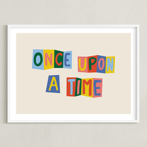 This is a azure blue kids wall art by Inkblot Design called once upon a time